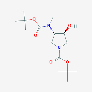 (3S,4S)-tert-Butyl 3-((tert-butoxycarbonyl)(methyl)amino)-4-hydroxypyrrolidine-1-carboxylate chemical structure (CAS 429673-82-5)
