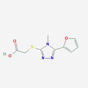 2-((5-(Furan-2-yl)-4-methyl-4H-1,2,4-triazol-3-yl)thio)acetic acid chemical structure (CAS 436089-92-8)