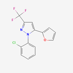 1-(2-Chlorophenyl)-5-(furan-2-yl)-3-(trifluoromethyl)-1H-pyrazole chemical structure (CAS 437711-24-5)