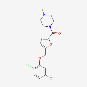 (5-((2,5-Dichlorophenoxy)methyl)furan-2-yl)(4-methylpiperazin-1-yl)methanone chemical structure (CAS 438474-97-6)