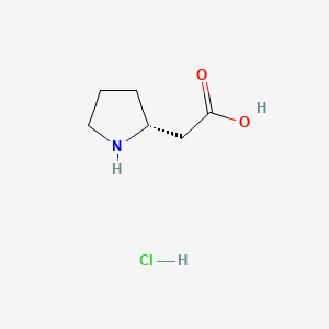 (R)-2-(Pyrrolidin-2-yl)acetic acid hydrochloride chemical structure (CAS 439918-59-9)