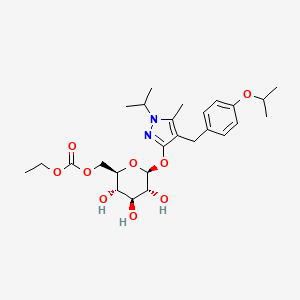 Ethyl (((2R,3S,4S,5R,6S)-3,4,5-trihydroxy-6-((4-(4-isopropoxybenzyl)-1-isopropyl-5-Methyl-1H-pyrazol-3-yl)oxy)tetrahydro-2H-pyran-2-yl)methyl) carbonate chemical structure (CAS 442201-24-3)
