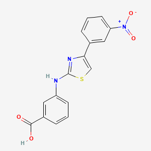 3-((4-(3-Nitrophenyl)thiazol-2-yl)amino)benzoic acid chemical structure (CAS 443747-52-2)