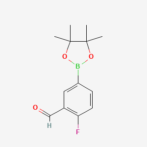 2-Fluoro-5-(4,4,5,5-tetramethyl-1,3,2-dioxaborolan-2-yl)benzaldehyde chemical structure (CAS 443776-94-1)