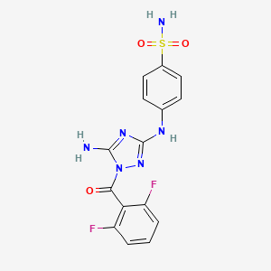 4-((5-Amino-1-(2,6-difluorobenzoyl)-1H-1,2,4-triazol-3-yl)amino)benzenesulfonamide chemical structure (CAS 443797-96-4)