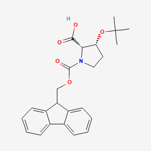 (2S,3R)-3-(tert-Butoxy)-1-[(9H-fluoren-9-ylmethoxy)carbonyl]pyrrolidine-2-carboxylic acid chemical structure (CAS 443899-48-7)