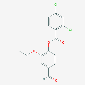 2-Ethoxy-4-formylphenyl 2,4-dichlorobenzoate chemical structure (CAS 444110-64-9)