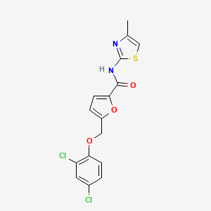 5-((2,4-Dichlorophenoxy)methyl)-N-(4-methylthiazol-2-yl)furan-2-carboxamide chemical structure (CAS 444114-90-3)