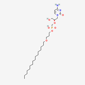3-(Hexadecyloxy)propyl hydrogen ((((S)-1-(4-amino-2-oxopyrimidin-1(2H)-yl)-3-hydroxypropan-2-yl)oxy)methyl)phosphonate chemical structure (CAS 444805-28-1)