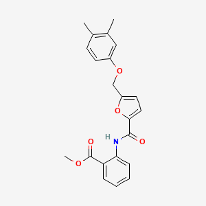 Methyl 2-(5-((3,4-dimethylphenoxy)methyl)furan-2-carboxamido)benzoate chemical structure (CAS 445239-26-9)