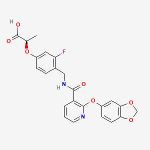 (R)-2-(4-((2-(benzo[d][1,3]dioxol-5-yloxy)nicotinamido)methyl)-3-fluorophenoxy)propanoic acid chemical structure (CAS 445295-04-5)