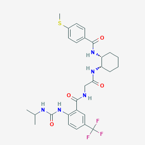 2-(3-Isopropylureido)-N-(2-((cis-2-(4-(methylthio)benzamido)cyclohexyl)amino)-2-oxoethyl)-5-(trifluoromethyl)benzamide chemical structure (CAS 445479-97-0)