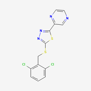 2-((2,6-Dichlorobenzyl)thio)-5-(pyrazin-2-yl)-1,3,4-thiadiazole chemical structure (CAS 448947-81-7)