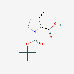 (2R,3S)-1-tert-Butoxycarbonyl-3-methyl-pyrrolidine-2-carboxylic acid chemical structure (CAS 449758-72-9)