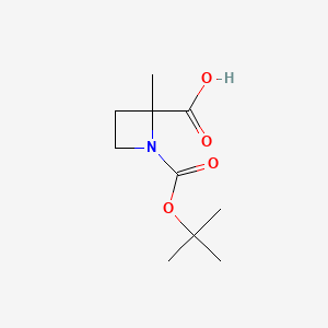1-(tert-Butoxycarbonyl)-2-methylazetidine-2-carboxylic acid chemical structure (CAS 449758-77-4)