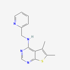 5,6-Dimethyl-N-(pyridin-2-ylmethyl)thieno[2,3-d]pyrimidin-4-amine chemical structure (CAS 450394-66-8)