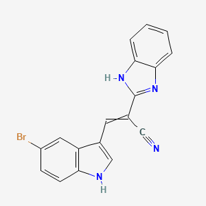 2-(1H-Benzo[d]imidazol-2-yl)-3-(5-bromo-1H-indol-3-yl)acrylonitrile chemical structure (CAS 452090-89-0)