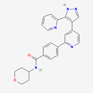 4-(4-(3-(Pyridin-2-yl)-1H-pyrazol-4-yl)pyridin-2-yl)-N-(tetrahydro-2H-pyran-4-yl)benzamide chemical structure (CAS 452342-67-5)