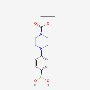 (4-[4-(tert-Butoxycarbonyl)piperazin-1-yl]phenyl)boronic acid chemical structure (CAS 457613-78-4)