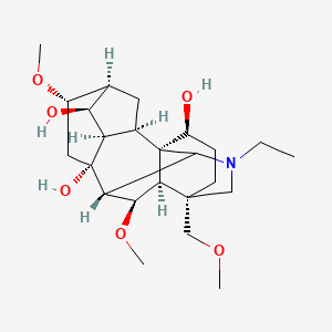 (3S,6S,7R,7aR,8S,9S,10S,11aR,12R,12aR,13R,14R)-1-Ethyl-10,13-dimethoxy-3-(methoxymethyl)tetradecahydro-1H-3,6a,12-(epiethane[1,1,2]triyl)-7,9-methanonaphtho[2,3-b]azocine-6,8,11a-triol chemical structure (CAS 466-26-2)