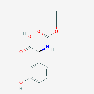 (S)-2-((tert-Butoxycarbonyl)amino)-2-(3-hydroxyphenyl)acetic acid chemical structure (CAS 46988-94-7)