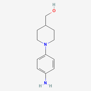 (1-(4-Aminophenyl)piperidin-4-yl)methanol chemical structure (CAS 471937-86-7)
