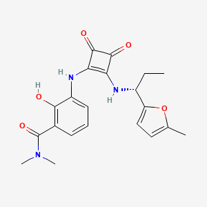 (R)-2-Hydroxy-N,N-dimethyl-3-((2-((1-(5-methylfuran-2-yl)propyl)amino)-3,4-dioxocyclobut-1-en-1-yl)amino)benzamide chemical structure (CAS 473727-83-2)