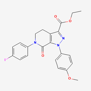 Ethyl 6-(4-iodophenyl)-1-(4-methoxyphenyl)-7-oxo-4,5,6,7-tetrahydro-1H-pyrazolo[3,4-c]pyridine-3-carboxylate chemical structure (CAS 473927-64-9)