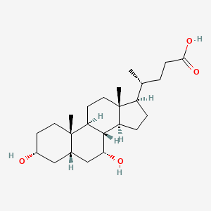 (R)-4-((3R,5S,7R,8R,9S,10S,13R,14S,17R)-3,7-Dihydroxy-10,13-dimethylhexadecahydro-1H-cyclopenta[a]phenanthren-17-yl)pentanoic acid chemical structure (CAS 474-25-9)