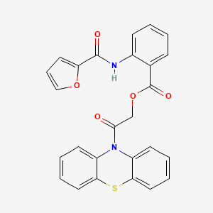 2-Oxo-2-(10H-phenothiazin-10-yl)ethyl 2-(furan-2-carboxamido)benzoate chemical structure (CAS 474386-43-1)