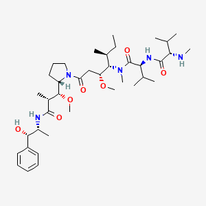 (S)-N-((3R,4S,5S)-1-((S)-2-((1R,2R)-3-(((1S,2R)-1-Hydroxy-1-phenylpropan-2-yl)amino)-1-methoxy-2-methyl-3-oxopropyl)pyrrolidin-1-yl)-3-methoxy-5-methyl-1-oxoheptan-4-yl)-N,3-dimethyl-2-((S)-3-methyl-2-(methylamino)butanamido)butanamide chemical structure (CAS 474645-27-7)