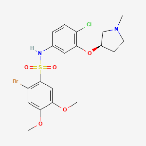(R)-2-Bromo-N-(4-chloro-3-((1-methylpyrrolidin-3-yl)oxy)phenyl)-4,5-dimethoxybenzenesulfonamide chemical structure (CAS 474960-44-6)
