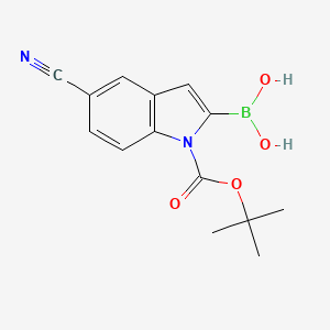 (1-(tert-Butoxycarbonyl)-5-cyano-1H-indol-2-yl)boronic acid chemical structure (CAS 475102-15-9)