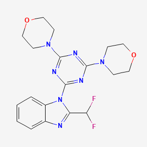 4,4'-(6-(2-(Difluoromethyl)-1H-benzo[d]imidazol-1-yl)-1,3,5-triazine-2,4-diyl)dimorpholine chemical structure (CAS 475110-96-4)