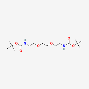 Di-tert-butyl ((ethane-1,2-diylbis(oxy))bis(ethane-2,1-diyl))dicarbamate chemical structure (CAS 475591-59-4)