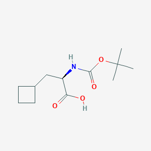 (R)-2-((tert-Butoxycarbonyl)amino)-3-cyclobutylpropanoic acid chemical structure (CAS 478183-61-8)