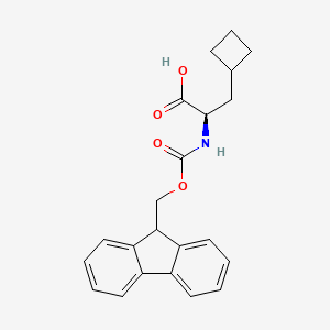 (R)-2-((((9H-Fluoren-9-yl)methoxy)carbonyl)amino)-3-cyclobutylpropanoic acid chemical structure (CAS 478183-63-0)