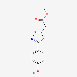 Methyl 2-(3-(4-hydroxyphenyl)-4,5-dihydroisoxazol-5-yl)acetate chemical structure (CAS 478336-92-4)