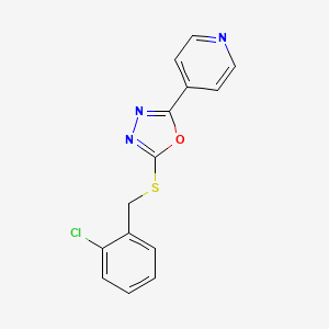 2-((2-Chlorobenzyl)thio)-5-(pyridin-4-yl)-1,3,4-oxadiazole chemical structure (CAS 478482-74-5)