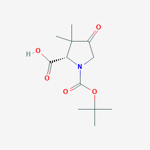 (S)-1-(tert-Butoxycarbonyl)-3,3-dimethyl-4-oxopyrrolidine-2-carboxylic acid chemical structure (CAS 478700-27-5)