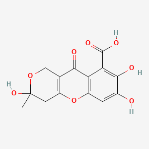 3,7,8-Trihydroxy-3-methyl-10-oxo-1,3,4,10-tetrahydropyrano[4,3-b]chromene-9-carboxylic acid chemical structure (CAS 479-66-3)