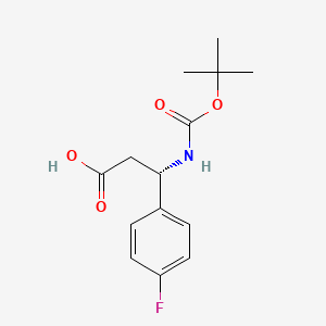 (S)-3-((tert-Butoxycarbonyl)amino)-3-(4-fluorophenyl)propanoic acid chemical structure (CAS 479064-88-5)