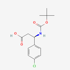 (R)-3-((tert-Butoxycarbonyl)amino)-3-(4-chlorophenyl)propanoic acid chemical structure (CAS 479064-93-2)