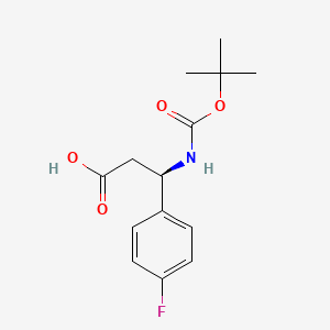 (R)-3-((tert-Butoxycarbonyl)amino)-3-(4-fluorophenyl)propanoic acid chemical structure (CAS 479064-94-3)