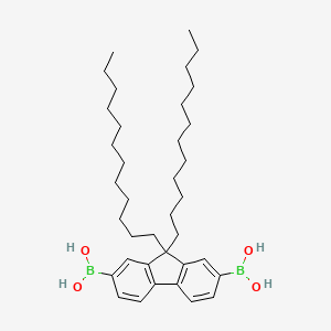 (9,9-Didodecyl-9H-fluorene-2,7-diyl)diboronic acid chemical structure (CAS 480424-86-0)