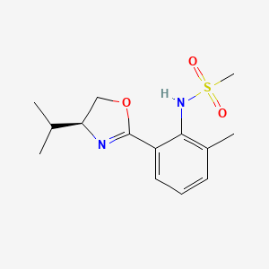 (S)-N-(2-(4-Isopropyl-4,5-dihydrooxazol-2-yl)-6-methylphenyl)methanesulfonamide chemical structure (CAS 480444-15-3)
