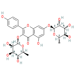5-Hydroxy-2-(4-hydroxyphenyl)-3,7-bis(((2S,3R,4R,5R,6S)-3,4,5-trihydroxy-6-methyltetrahydro-2H-pyran-2-yl)oxy)-4H-chromen-4-one chemical structure (CAS 482-38-2)