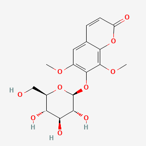6,8-Dimethoxy-7-(((2S,3R,4S,5S,6R)-3,4,5-trihydroxy-6-(hydroxymethyl)tetrahydro-2H-pyran-2-yl)oxy)-2H-chromen-2-one chemical structure (CAS 483-91-0)