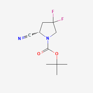 tert-Butyl (S)-2-cyano-4,4-difluoropyrrolidine-1-carboxylate chemical structure (CAS 483366-14-9)