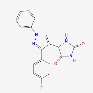 5-(3-(4-Fluorophenyl)-1-phenyl-1H-pyrazol-4-yl)imidazolidine-2,4-dione chemical structure (CAS 484049-04-9)